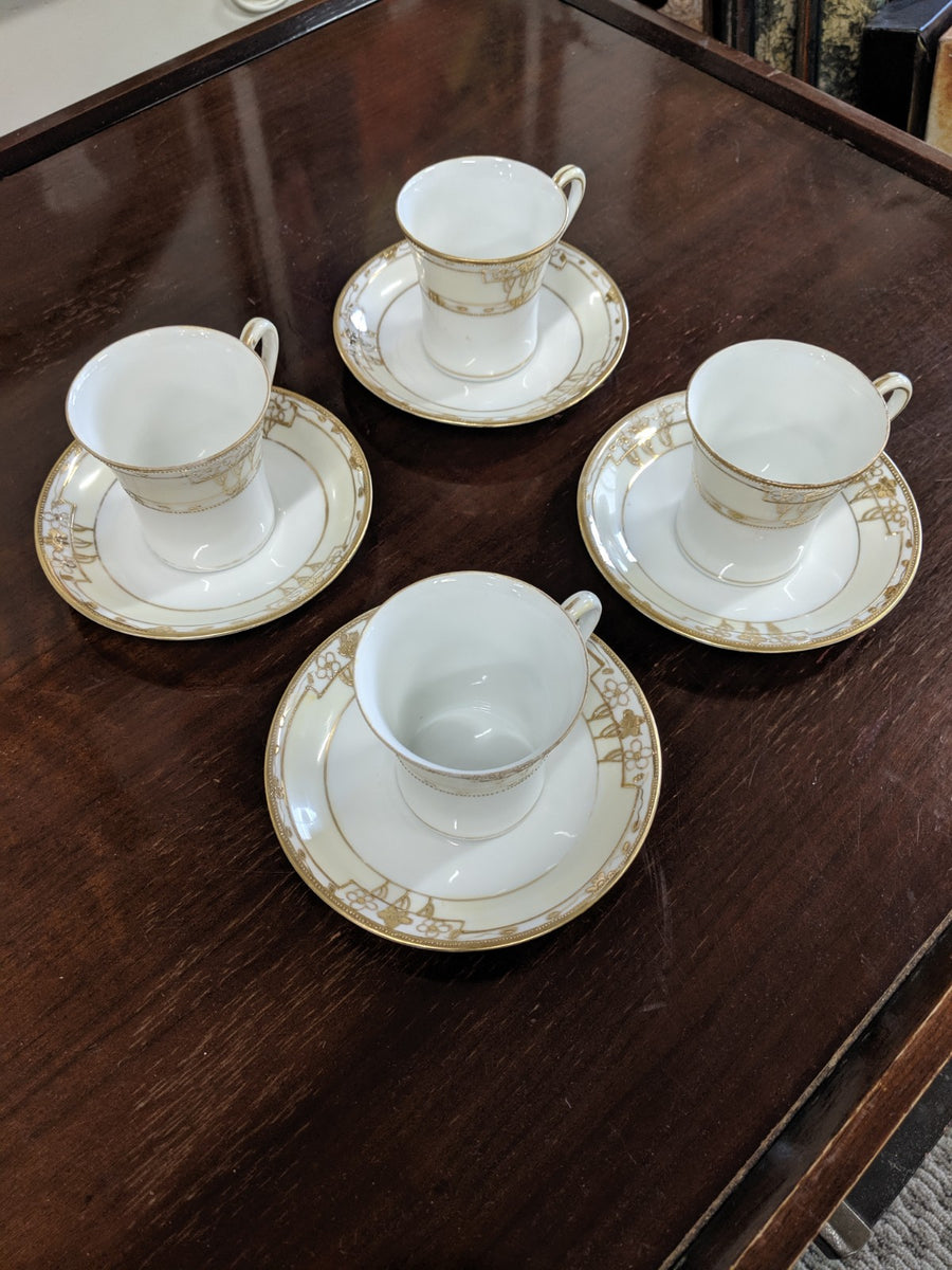 Set of 4 antique Nippon china tea cups with saucers Good Find Stores