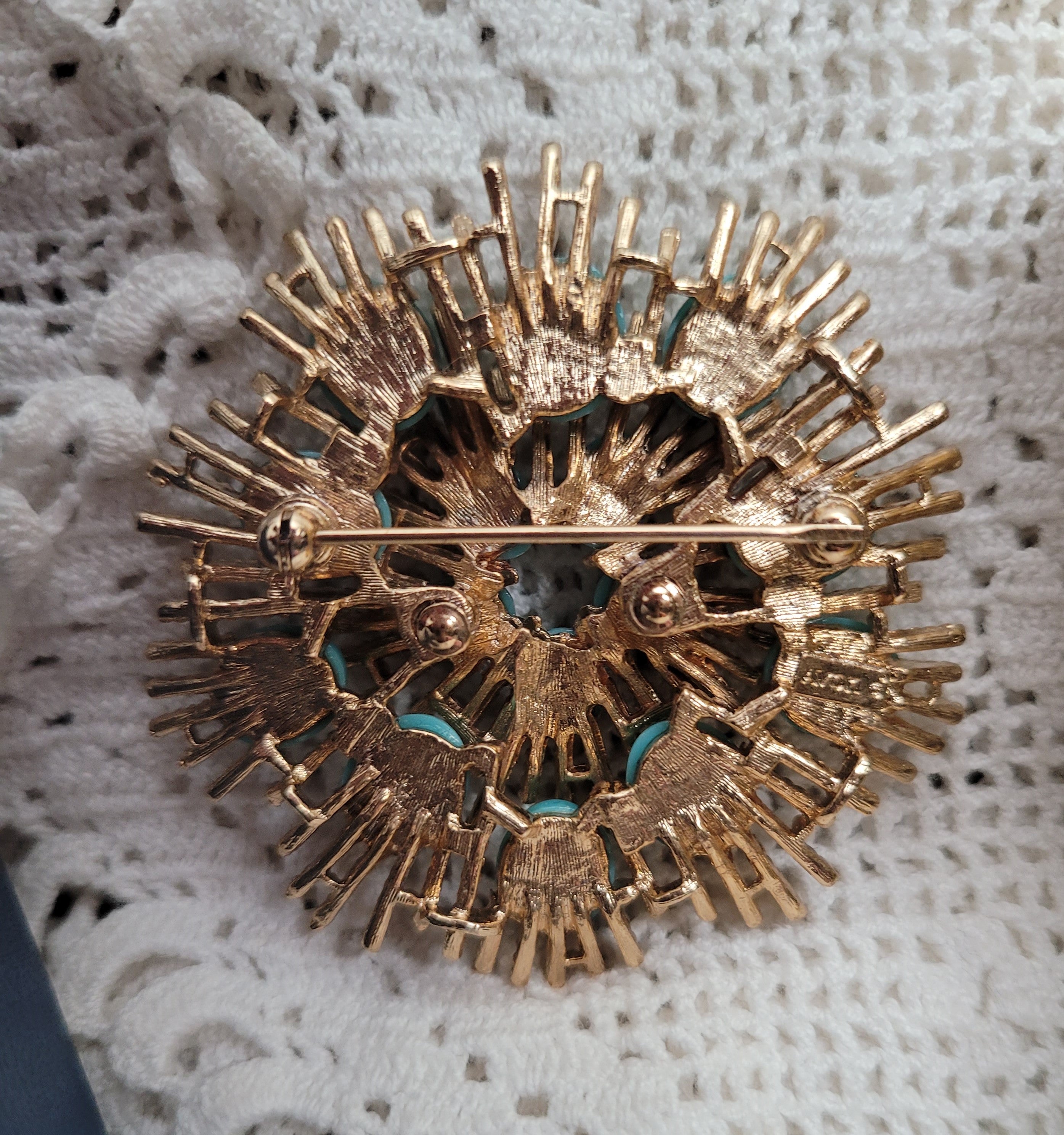 Vintage Avon Gold and Turquoise Colored Pin