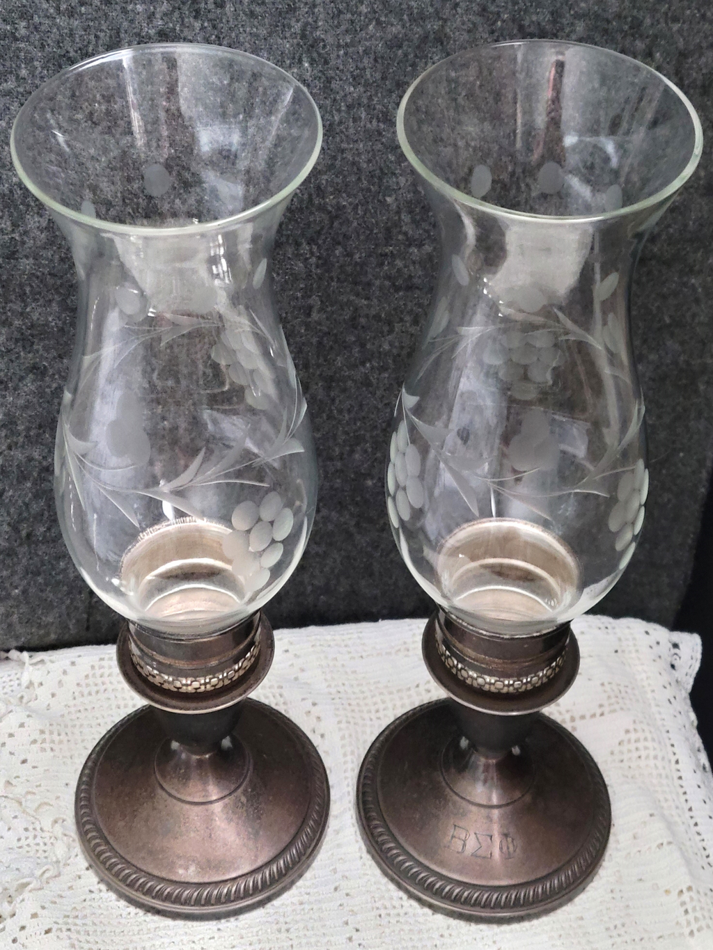 Sterling Silver Hurricane Candle Holders