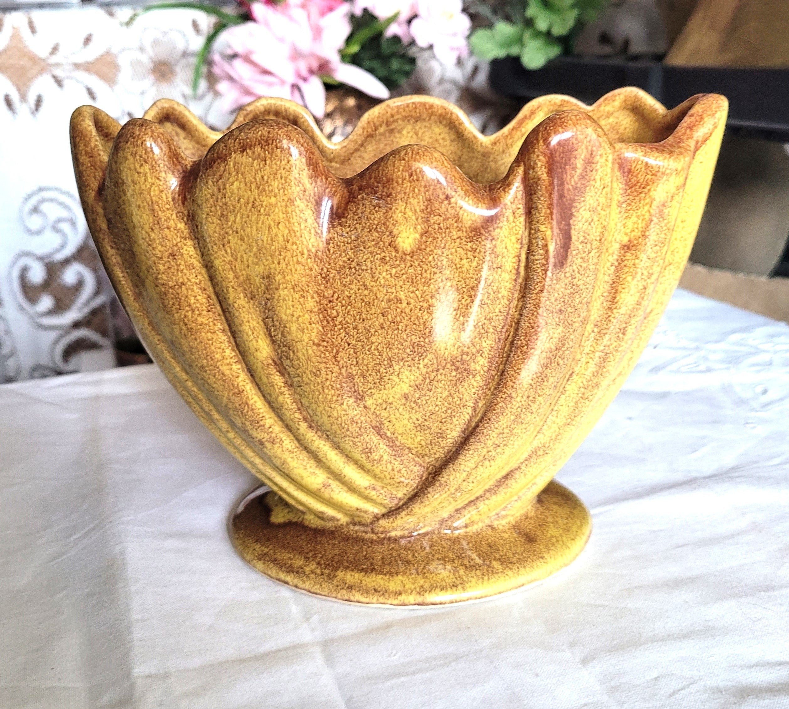 Vintage West Coast Pottery Mustard Glaze Ceramic Vase