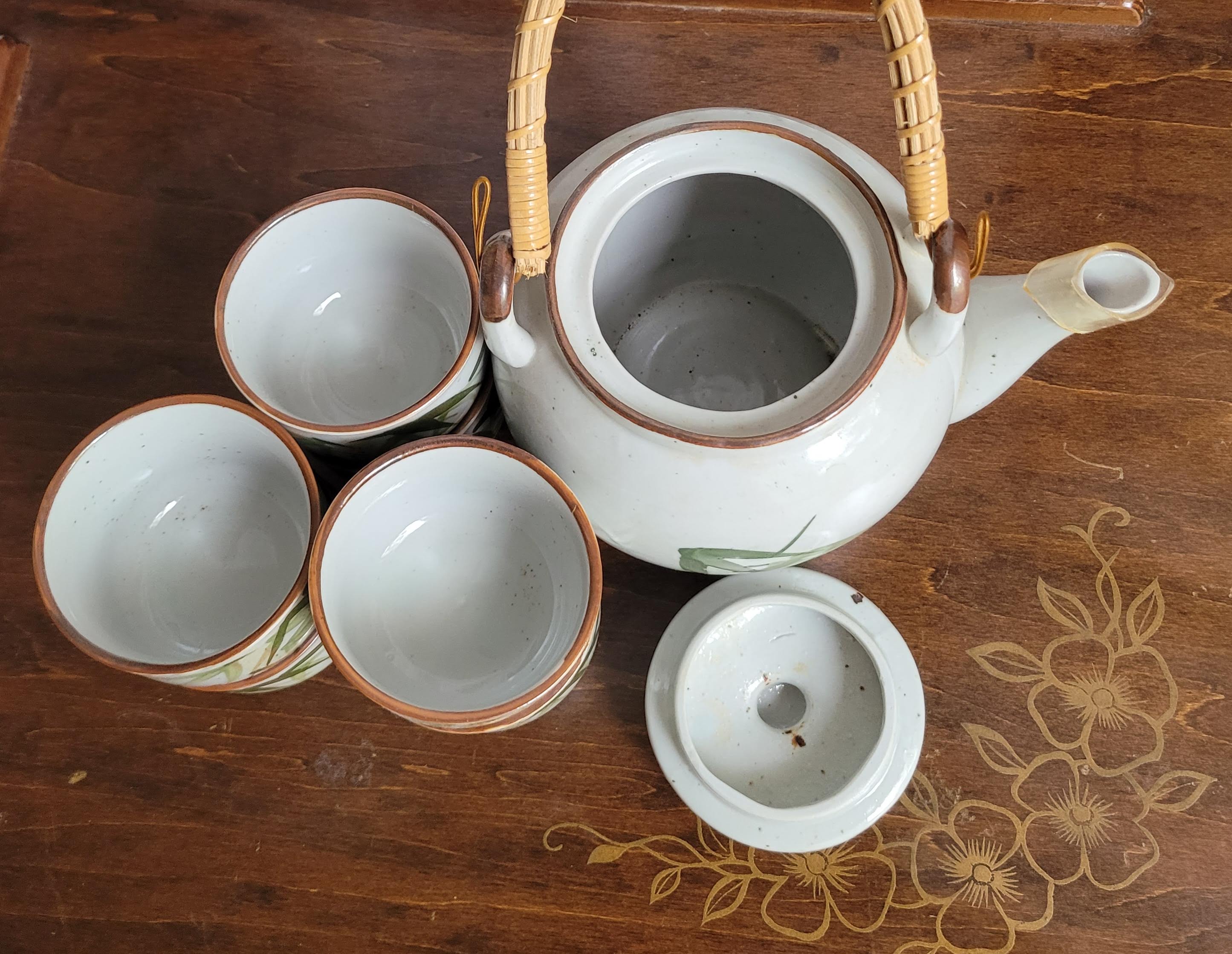 Vintage Handgemalt Bamboo Tea Set