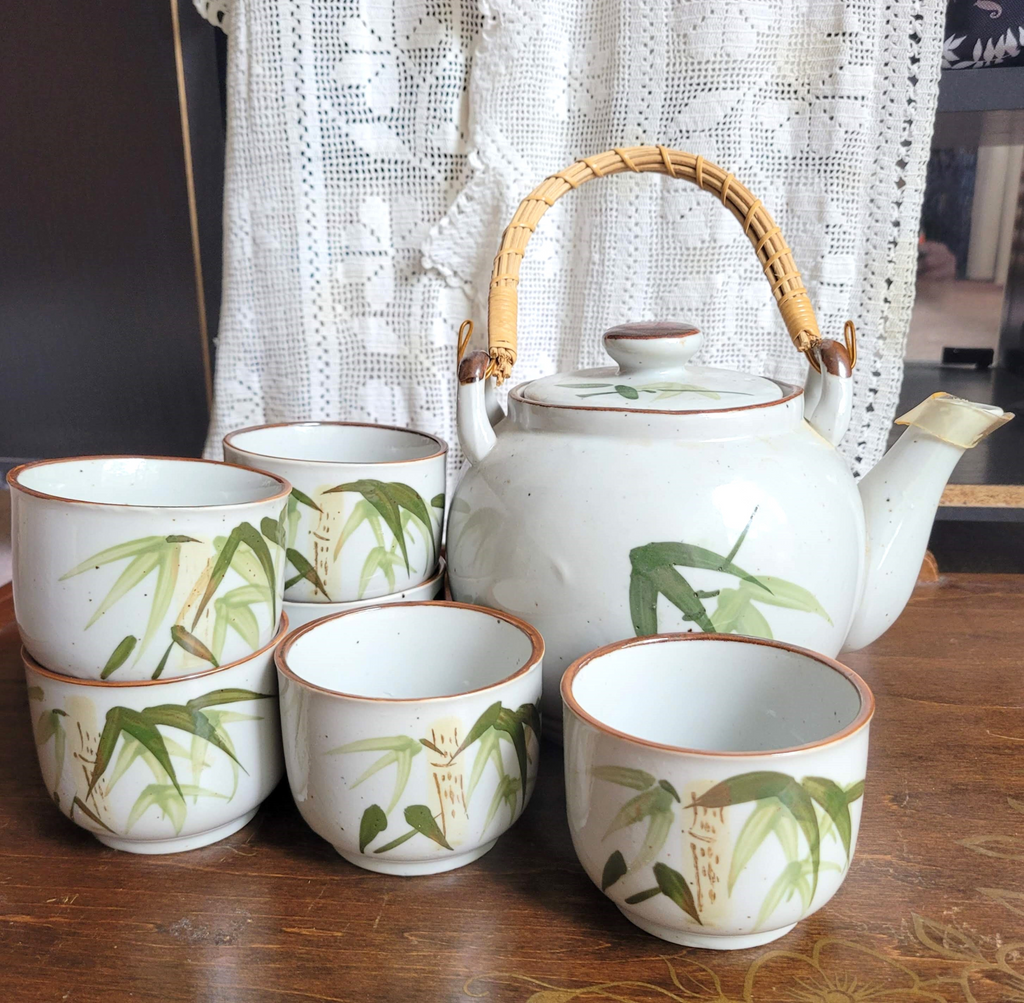 Vintage Handgemalt Bamboo Tea Set