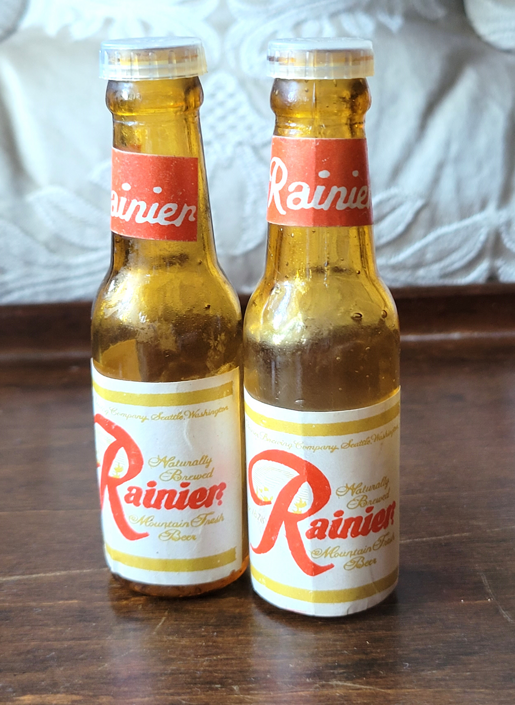 Rainier Beer Bottle Salt & Pepper Shakers