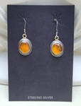 Sterling and Amber Oval Caboshon Earrings