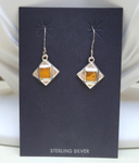 Sterling and Amber Square Caboshon Earrings