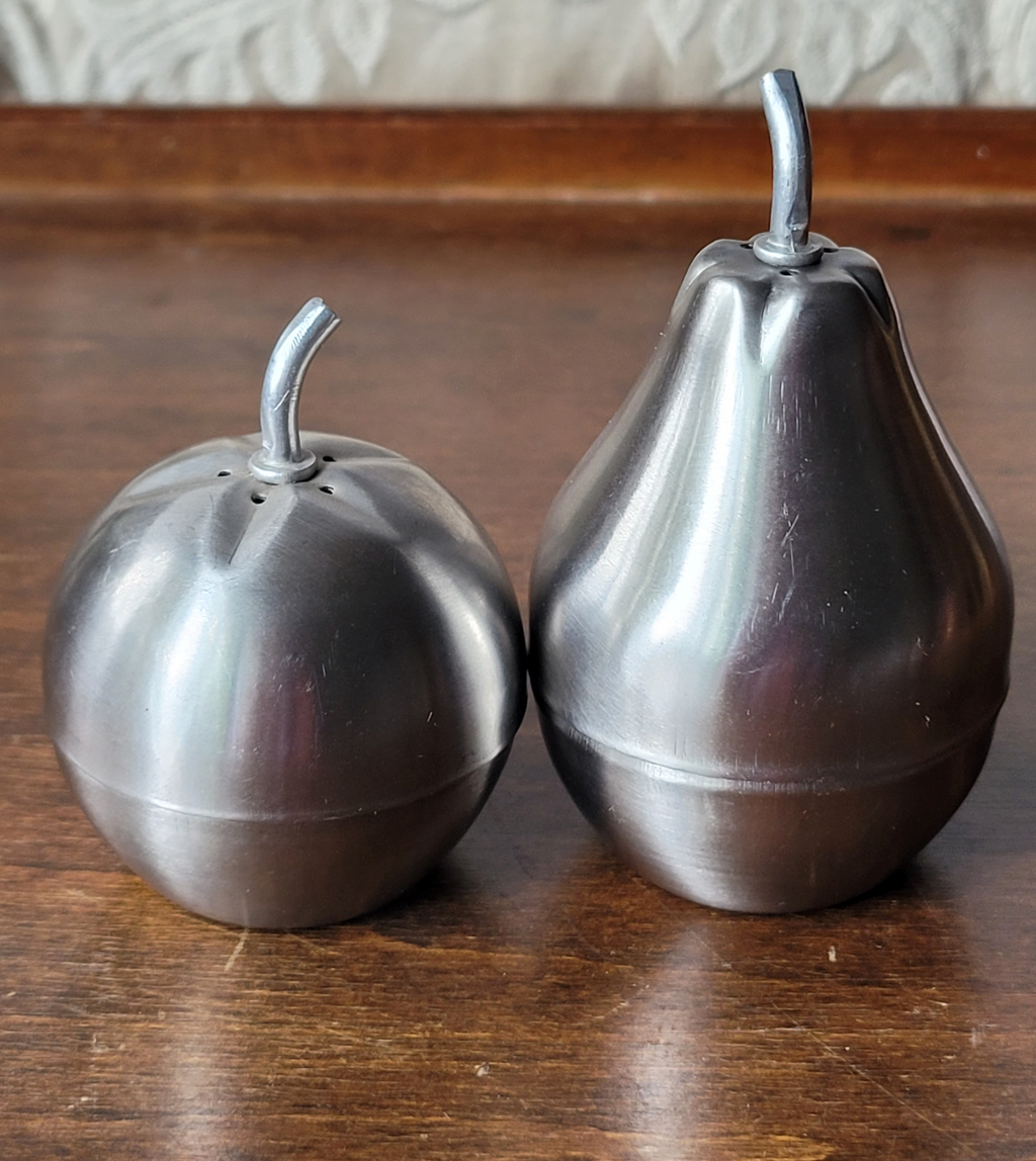 Stainless Apple and Pear Salt and Pepper Shakers