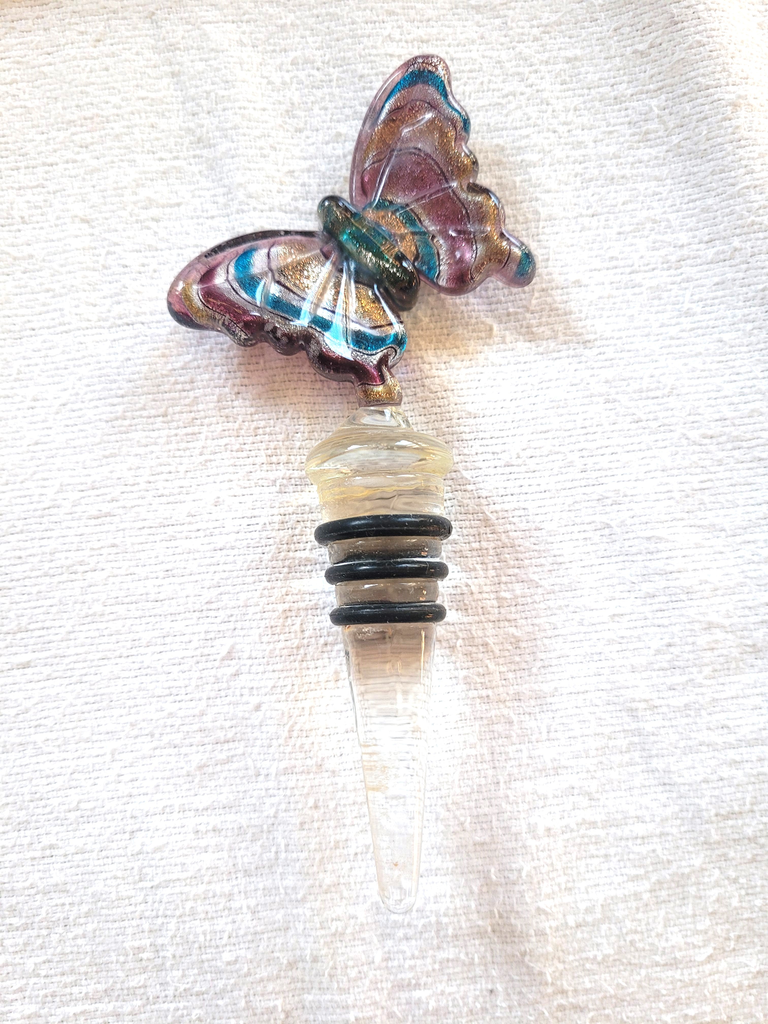 Murano Art Glass Butterfly Bottle Stopper