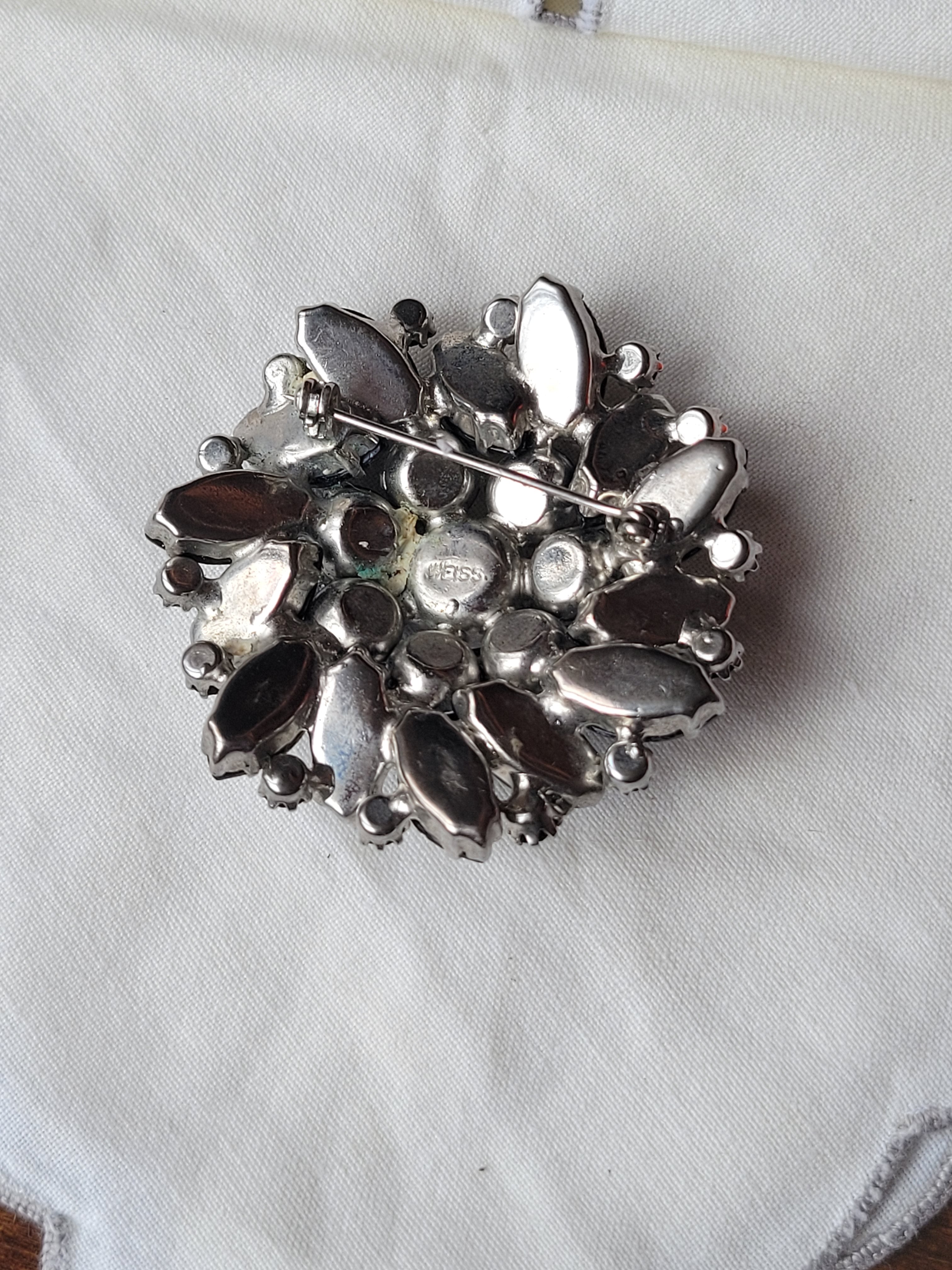 Vintage Black and Chrome Brooch Pin by Weiss