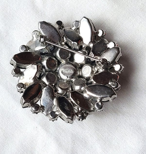 Vintage Black and Chrome Brooch Pin by Weiss