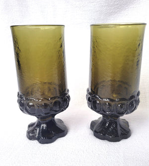 Dark Green Tiffin Franciscan Madeira Goblets, Pair