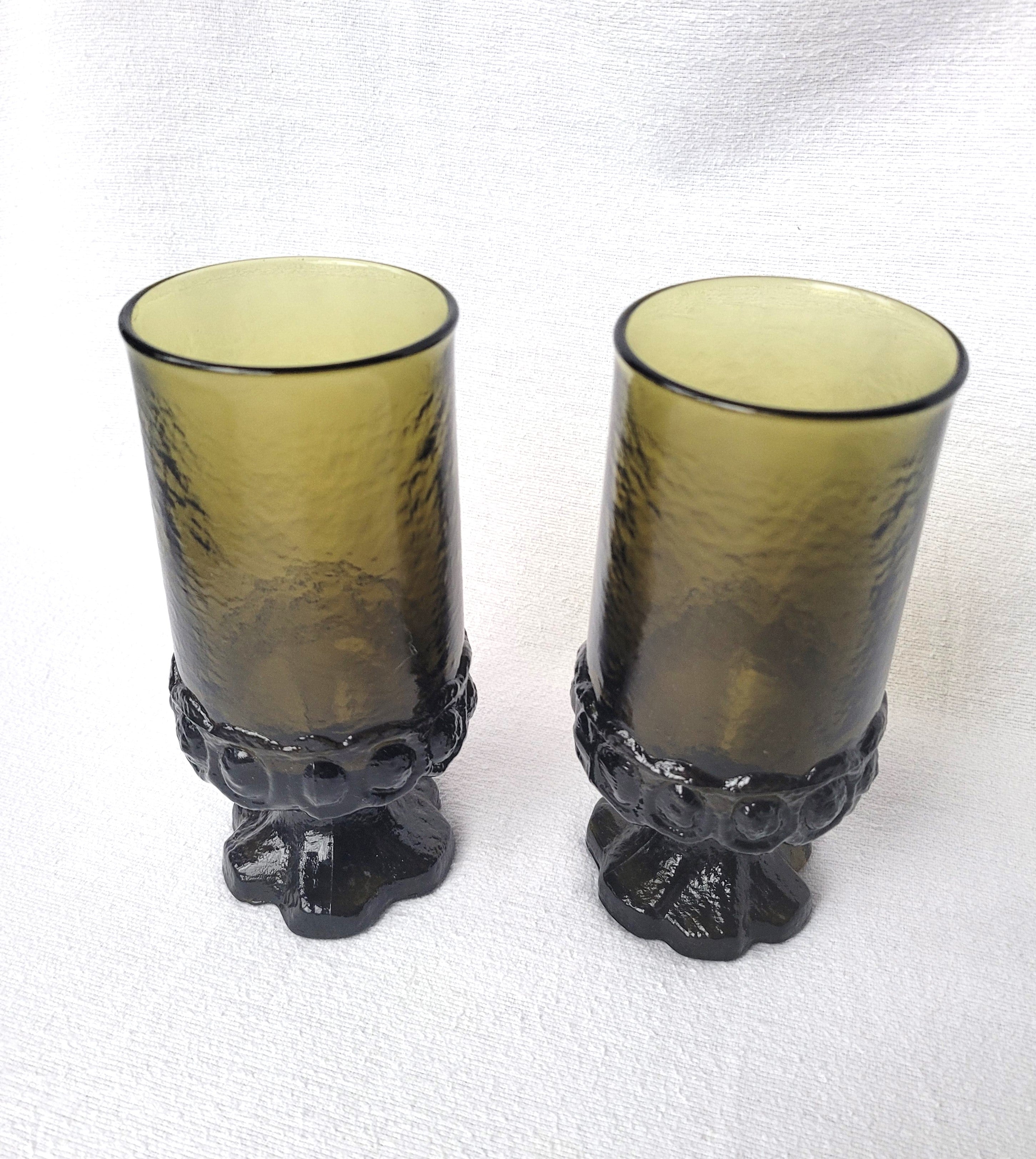 Dark Green Tiffin Franciscan Madeira Goblets, Pair