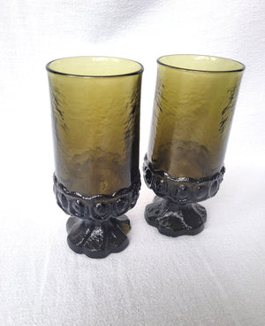 Dark Green Tiffin Franciscan Madeira Goblets, Pair