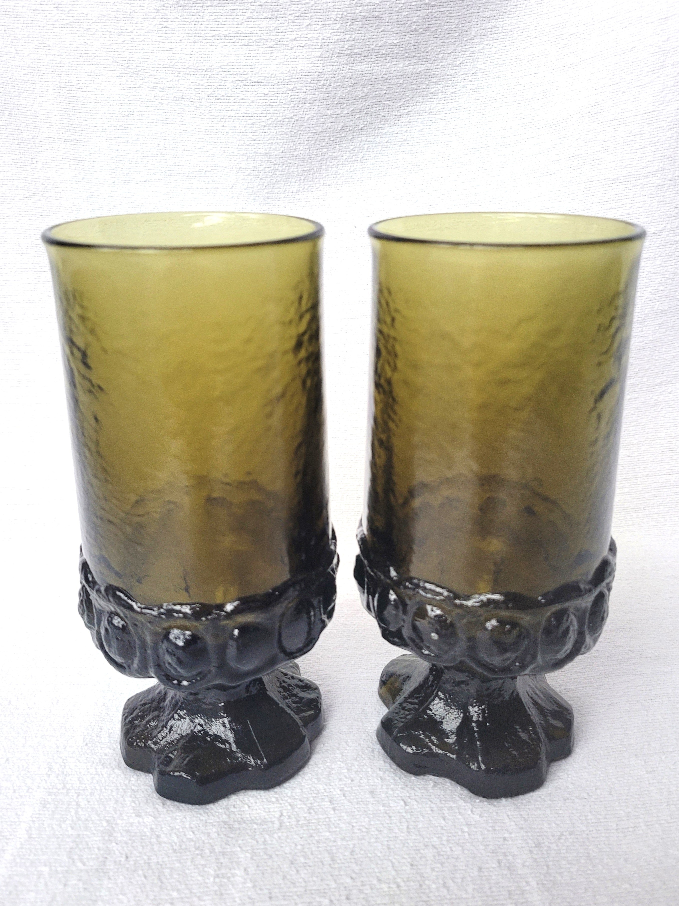 Dark Green Tiffin Franciscan Madeira Goblets, Pair