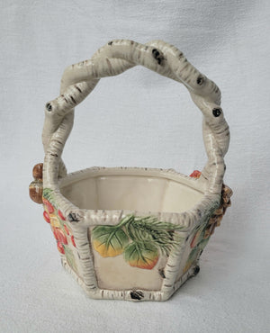 Fitz & Floyd Hawthorne Pattern Ceramic Basket