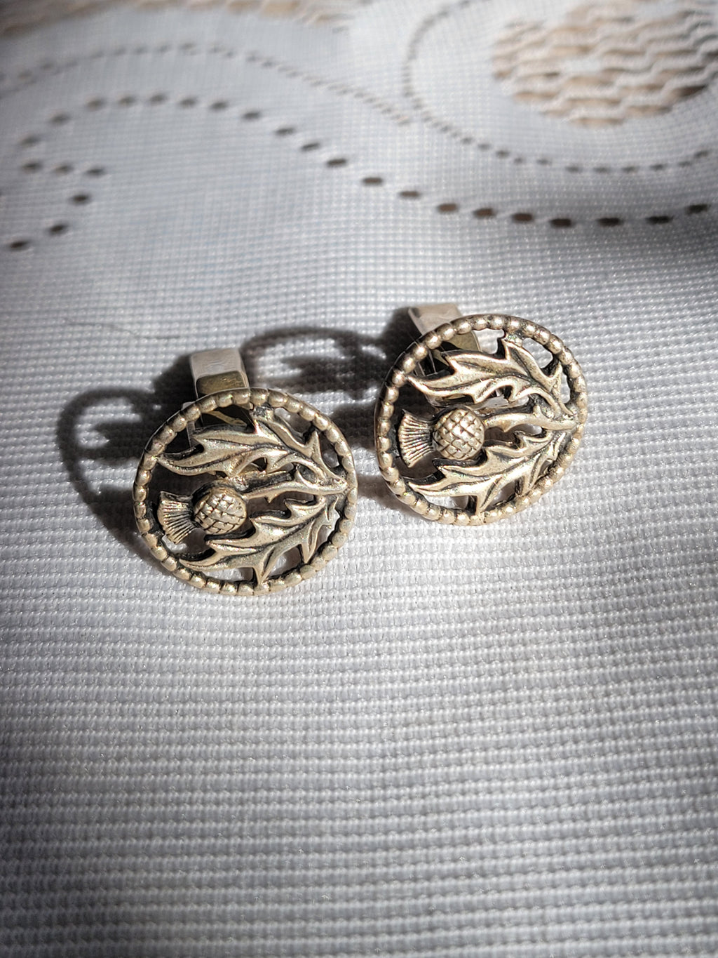 Vintage Scottish Thistle Silver Cufflinks