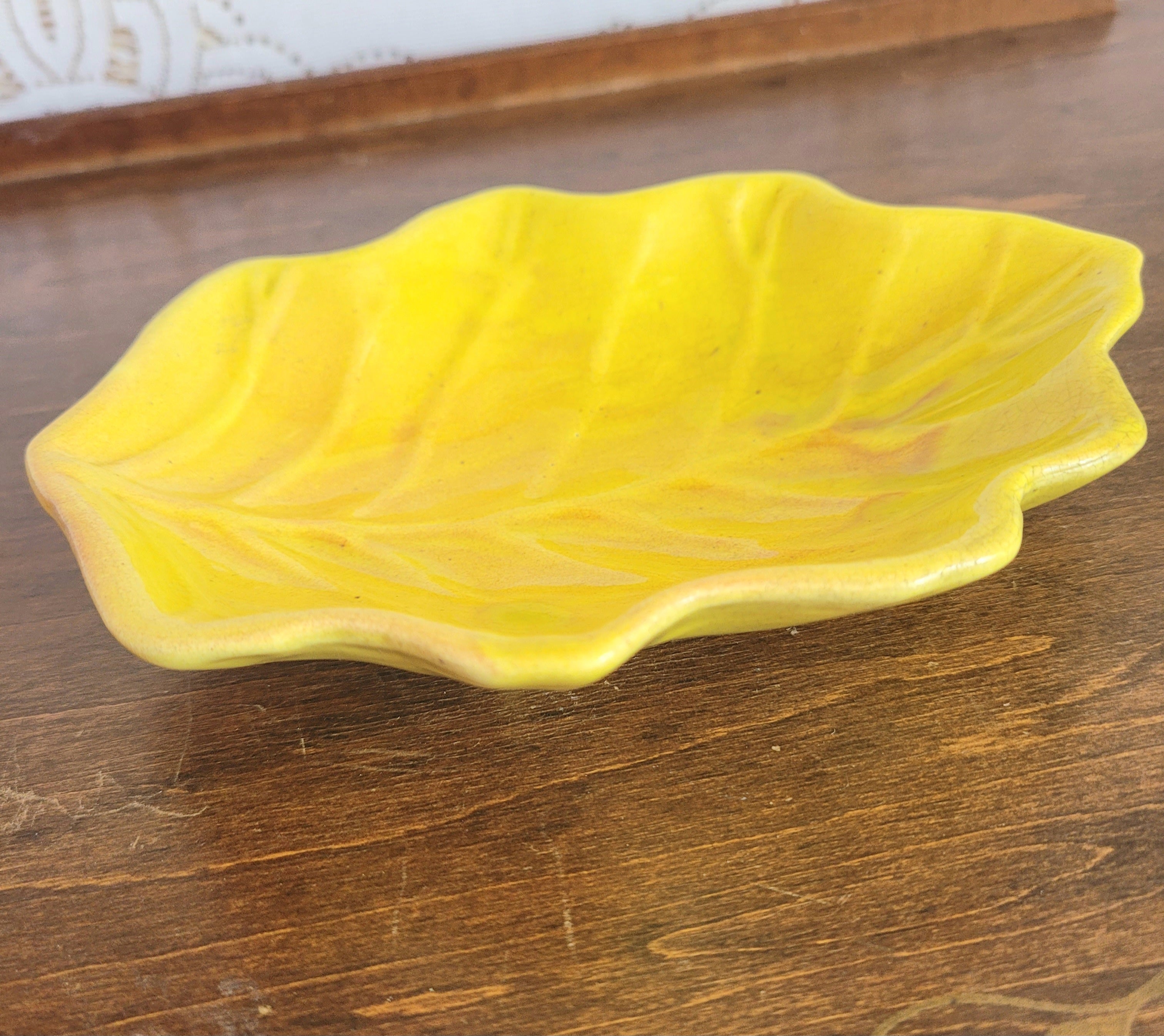 Vintage Murray Pottery Leaf Relish Dish