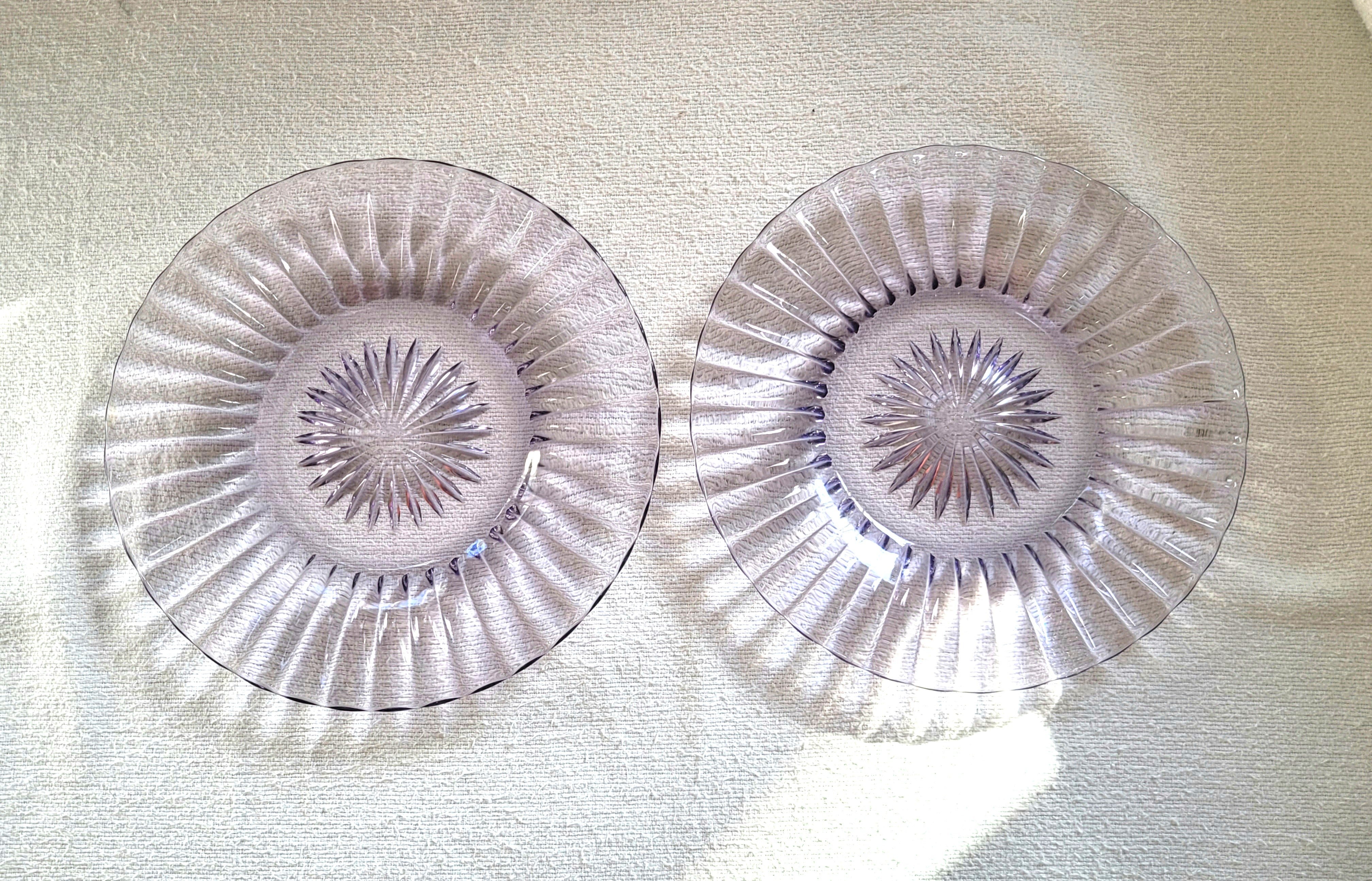 Purple Heisey Glass Dessert Plates, 6.5" pair