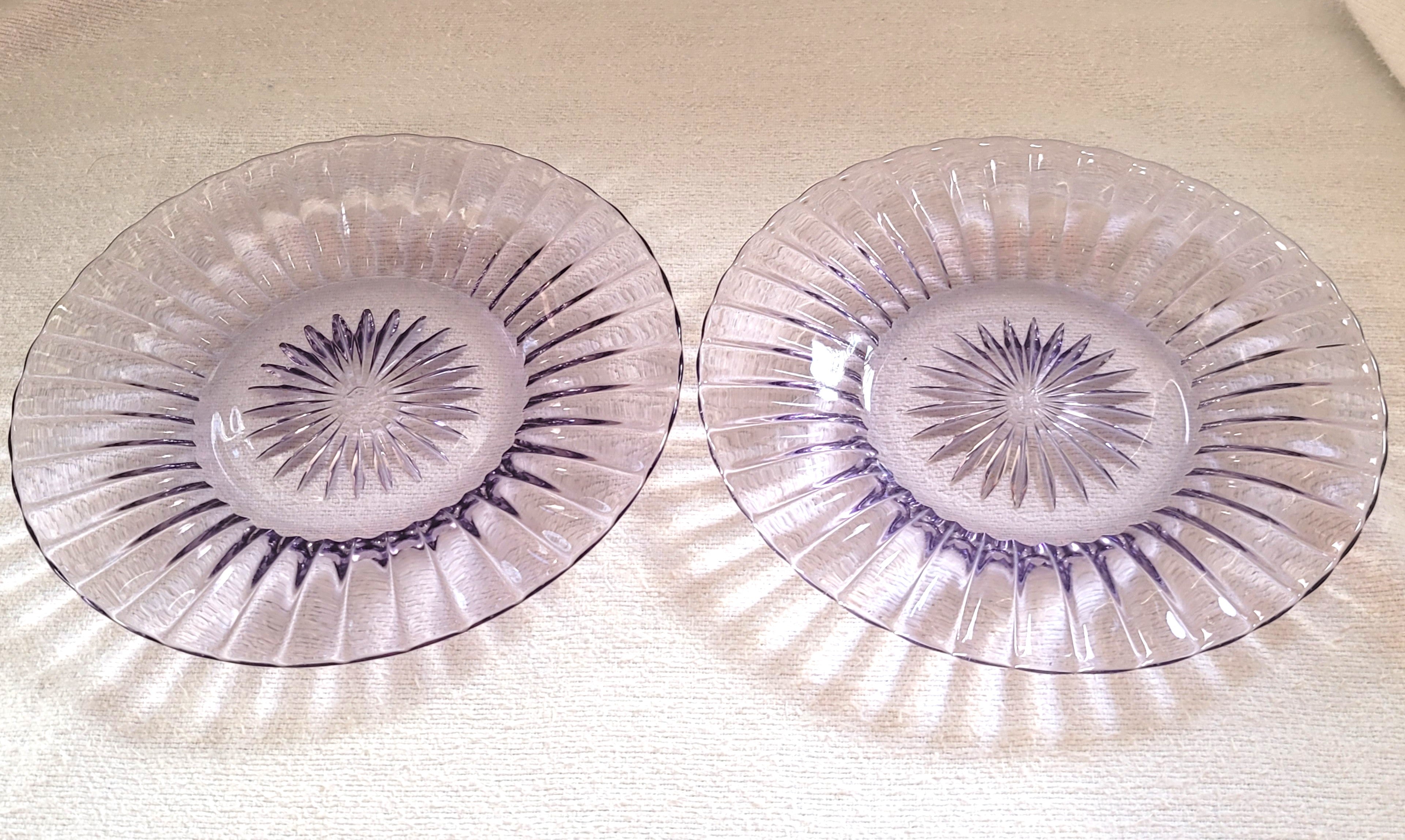 Purple Heisey Glass Dessert Plates, 6.5" pair