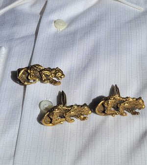 Vintage Leopard Cufflinks and Tie Clip, 1950's