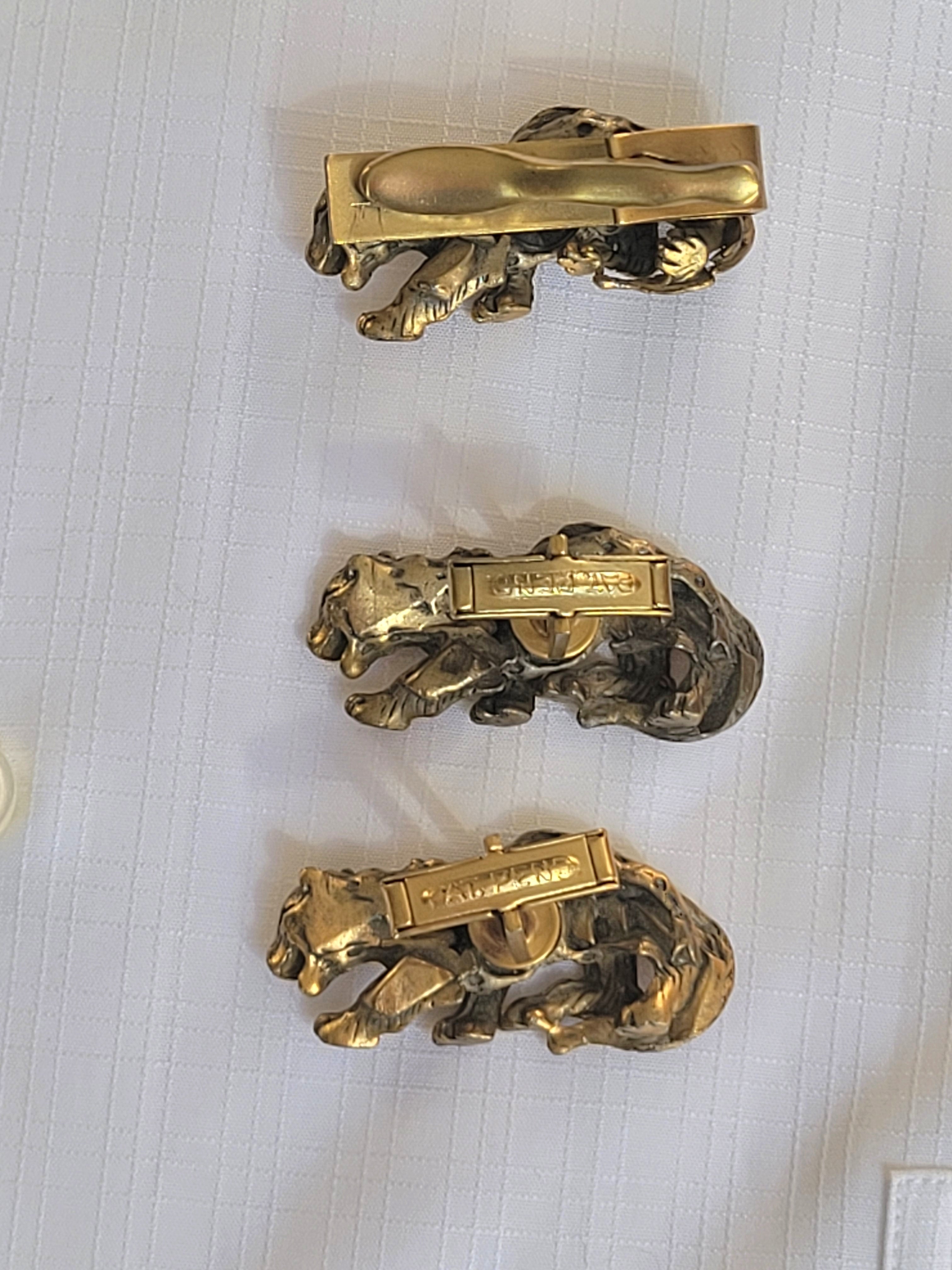 Vintage Leopard Cufflinks and Tie Clip, 1950's