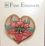 Fine Enamel Heart-shaped brooch / pin by Fish Enterprises