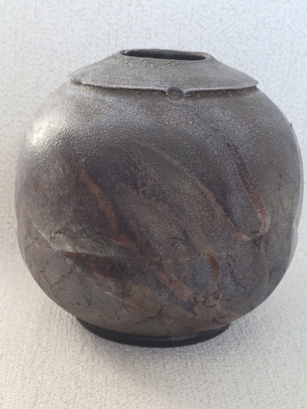 Hand-thrown Raku pottery vase, artist signed