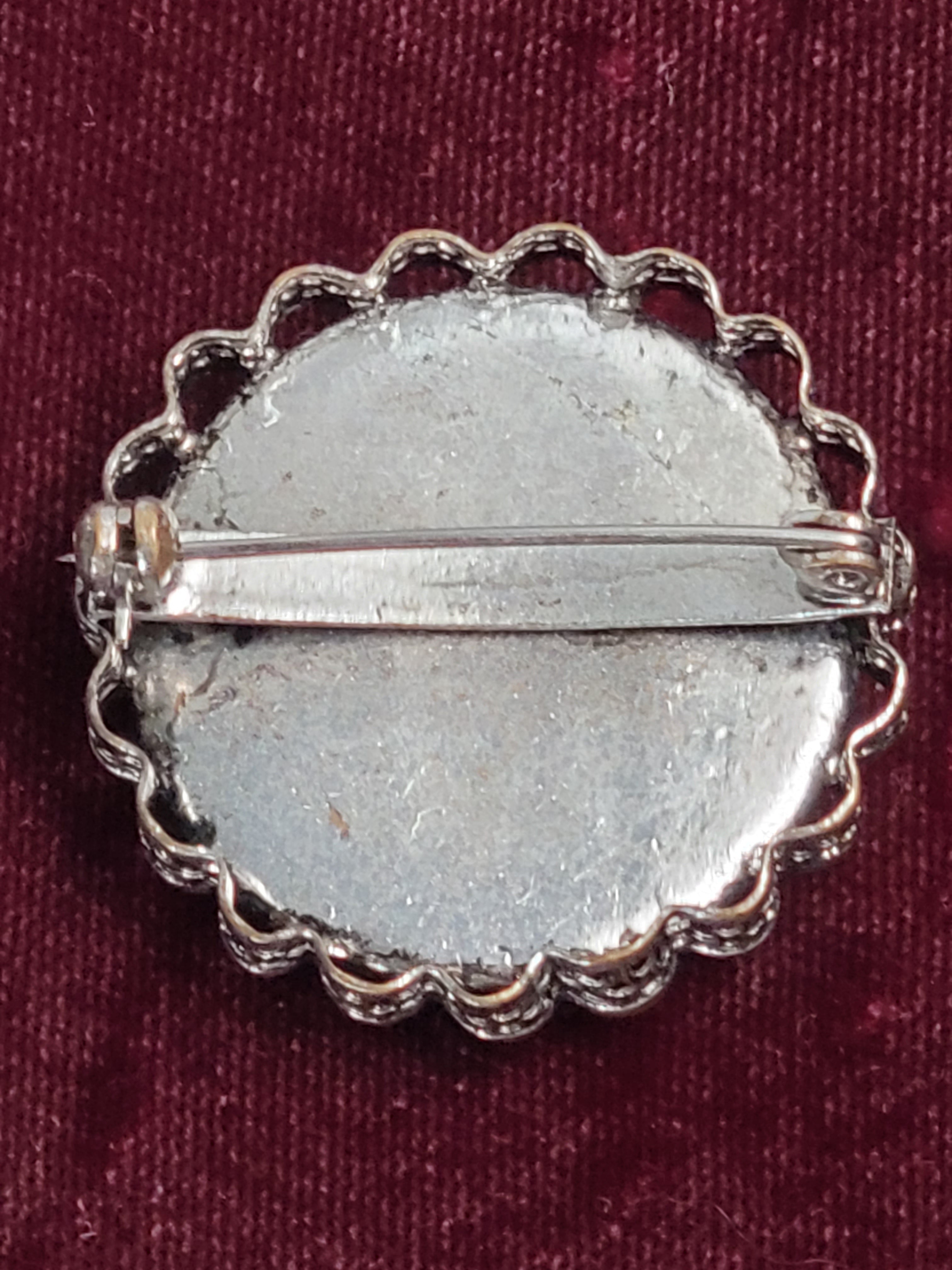 Vintage embroidered violets brooch pin
