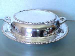 Vintage Crescent silverplate 3 part covered serving bowl