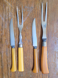 Royal Brand stainless carving set with vintage Bakelite handles