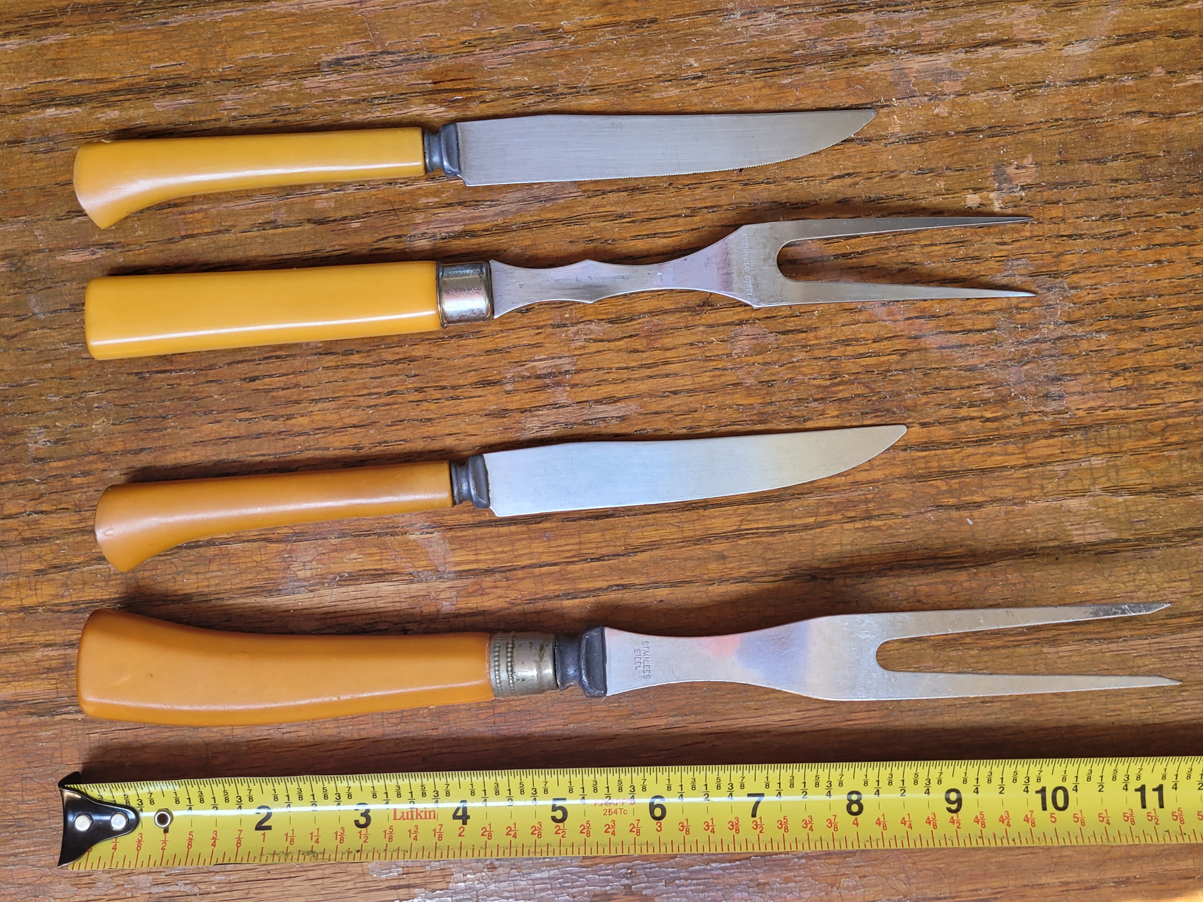 Royal Brand stainless carving set with vintage Bakelite handles