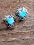 Sterling Silver Turquoise Heart Earrings