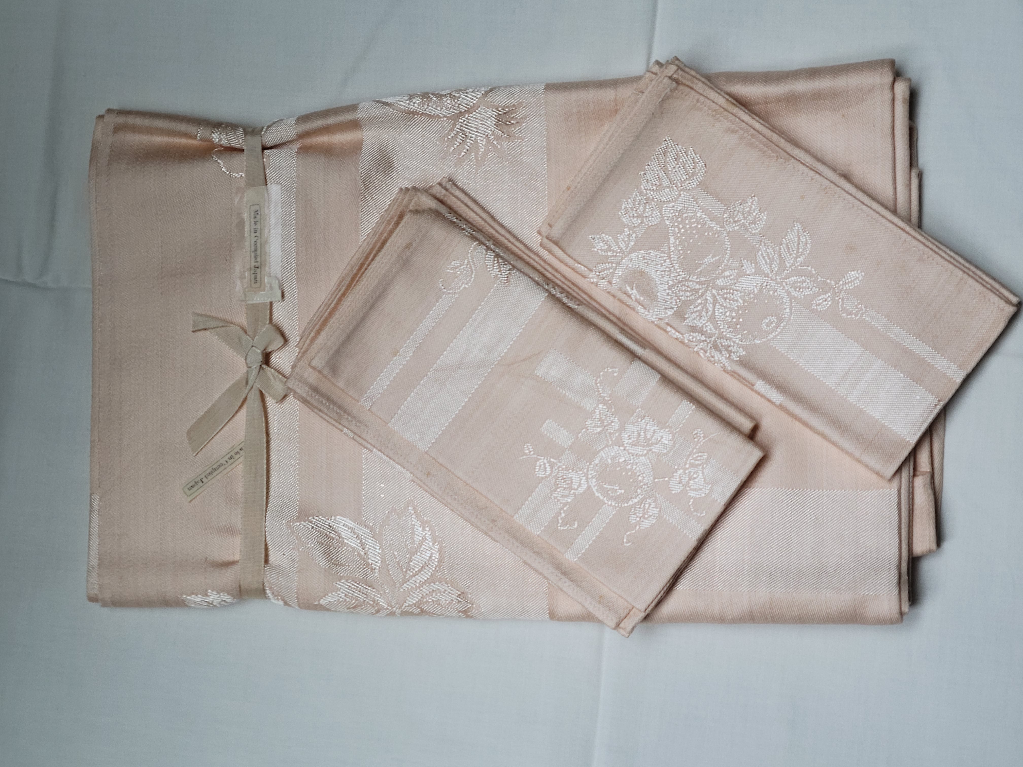 Vintage 50" Table Cloth and Napkins made in occupied Japan