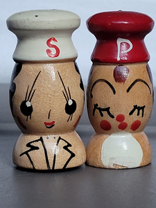 Vintage Salty & Peppy salt and pepper shakers, Japan