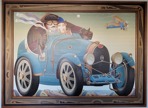 Anton Arkhipov Original Oil on Canvas Painting featuring Bugatti