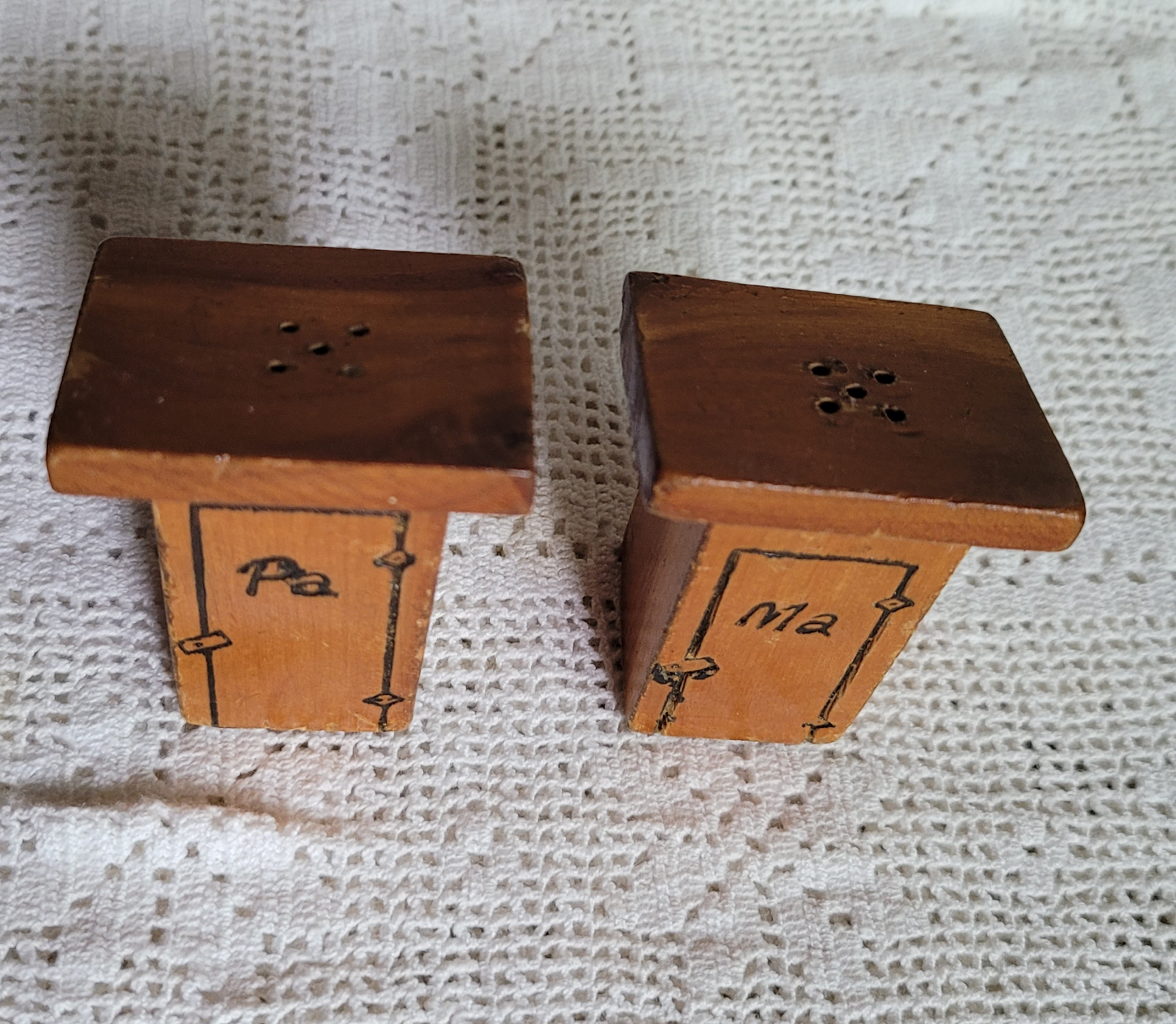 Vintage Outhouse Salt & Pepper Shakers, circa 1940