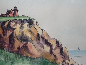 South Light and Bluffs - Block Island, R.I. by M. McDonald