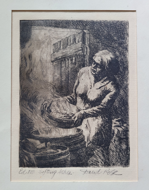 "Sifting Ashes" Signed Print Etching by David Rose