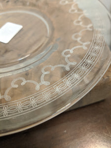 Set of 6 vintage etched glass saucers