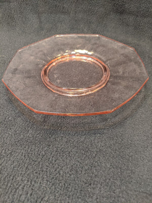 Pink Glass eight-sided salad plates, set of five