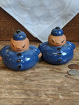 Vintage Japanese Chefs salt & pepper shakers in blue smocks