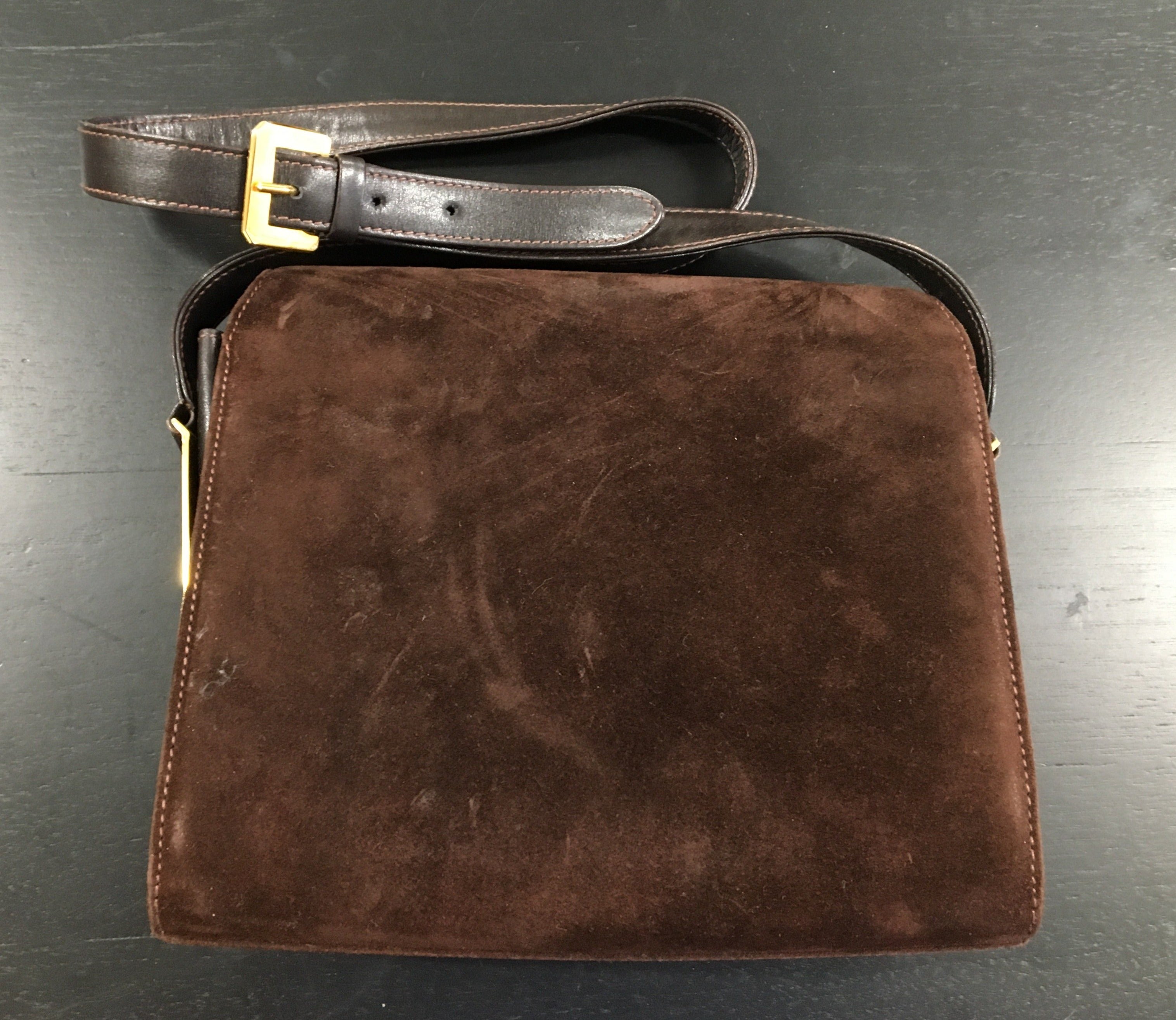 Vintage brown suede Gucci handbag purse Brev.N.36282